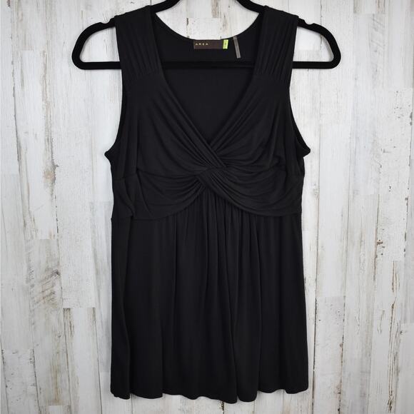 AREA black twisted wrap front drapey rayon sleeveless tank top shirt size small - Picture 1 of 5